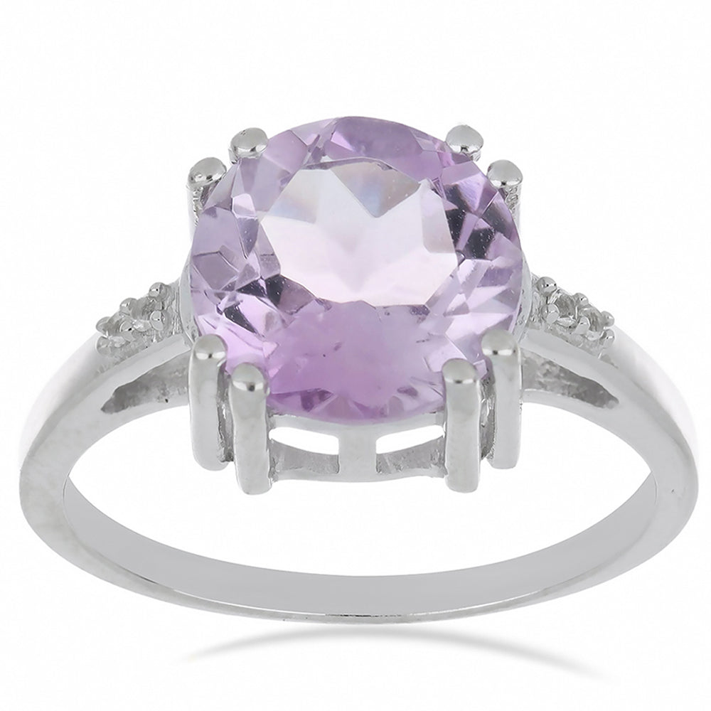 Silberring mit Rose De France Amethyst und weißem Topas 2 