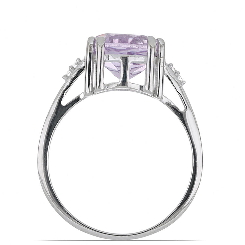 Silberring mit Rose De France Amethyst und weißem Topas 3 