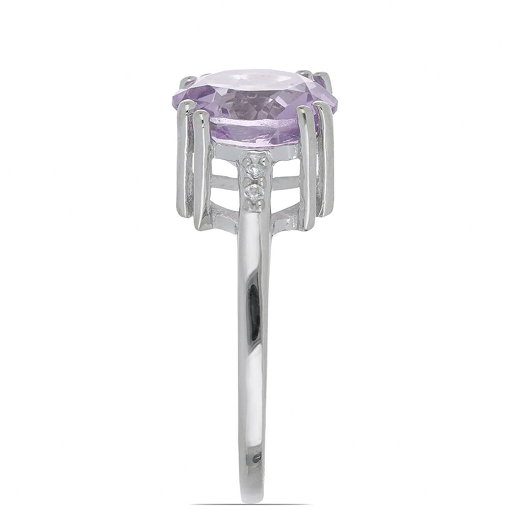 Silberring mit Rose De France Amethyst und weißem Topas