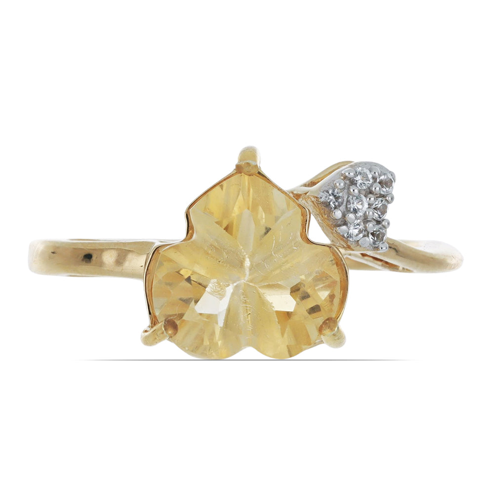 Goldplattierter Silberring mit Zitrin aus dem Ural und weißem Topas 5 