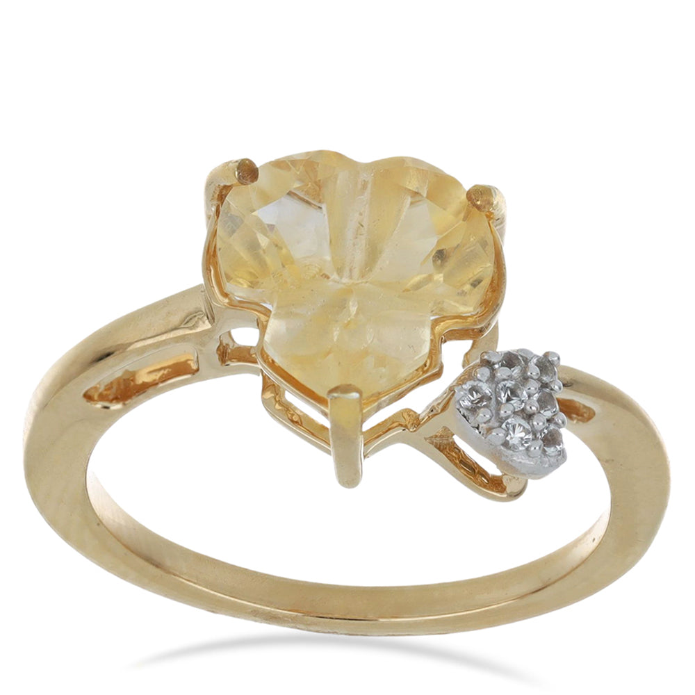 Goldplattierter Silberring mit Zitrin aus dem Ural und weißem Topas 2 