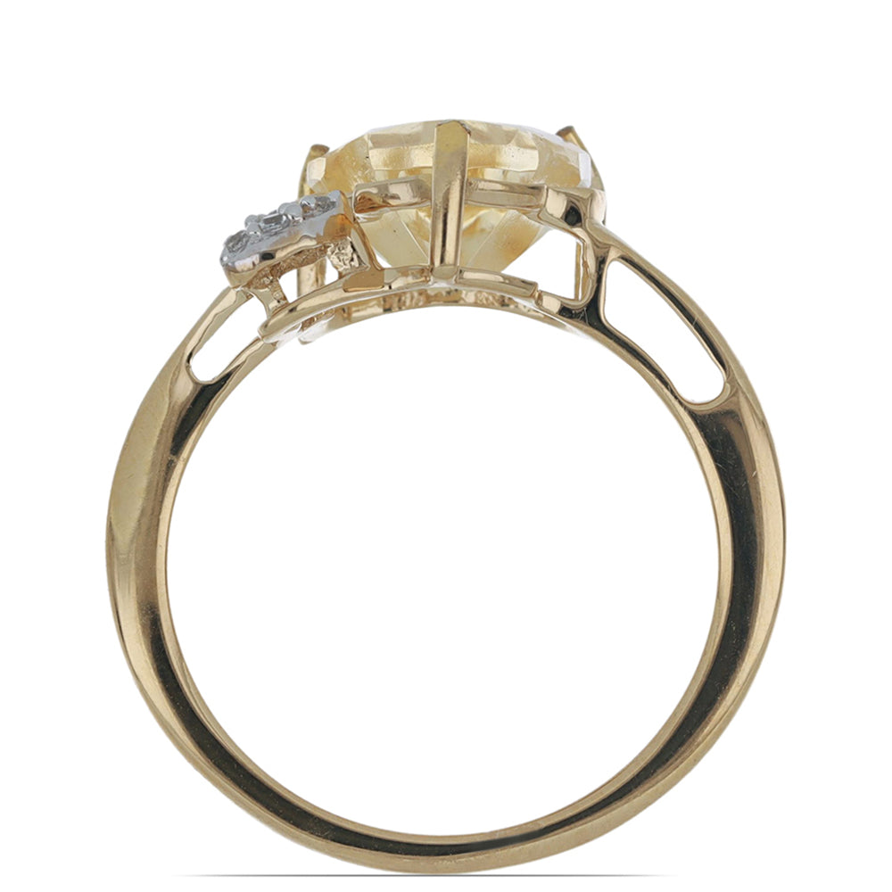 Goldplattierter Silberring mit Zitrin aus dem Ural und weißem Topas