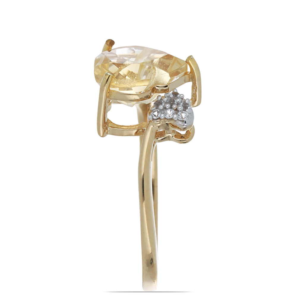 Goldplattierter Silberring mit Zitrin aus dem Ural und weißem Topas 4 