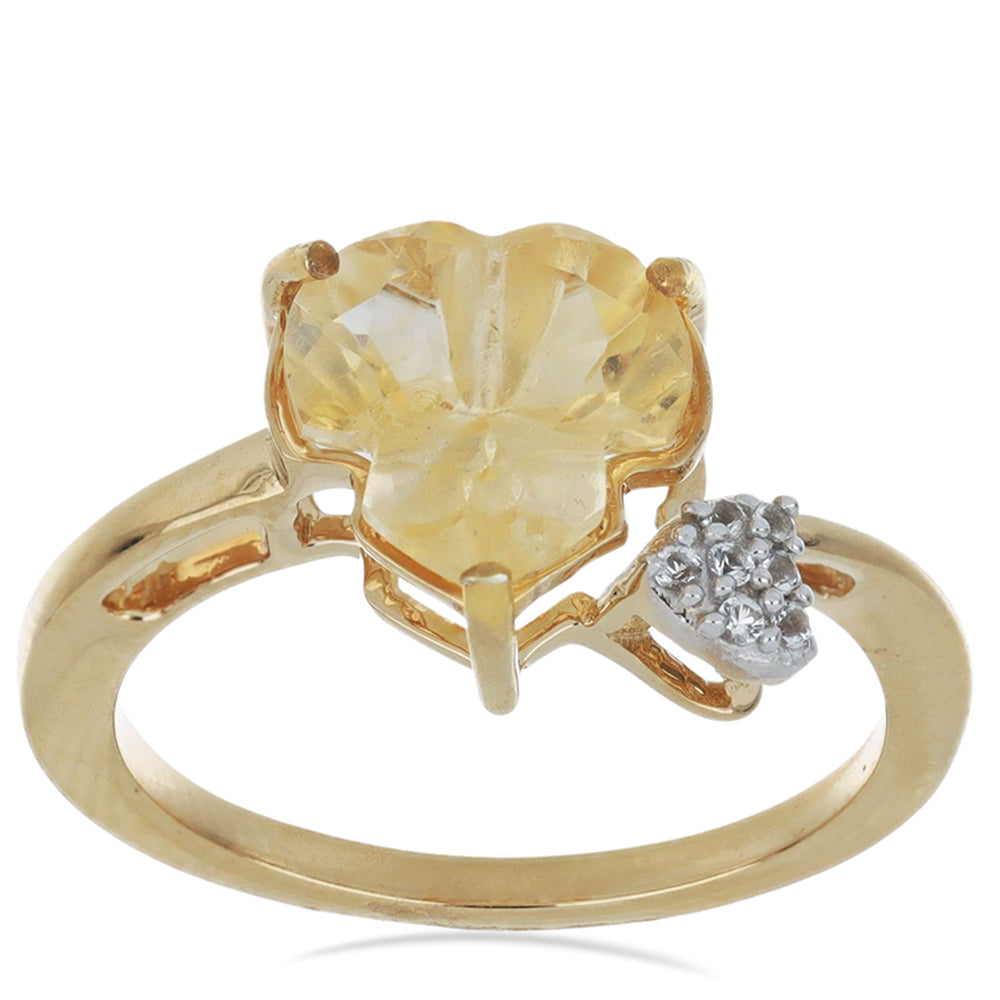 Goldplattierter Silberring mit Zitrin aus dem Ural und weißem Topas 8 