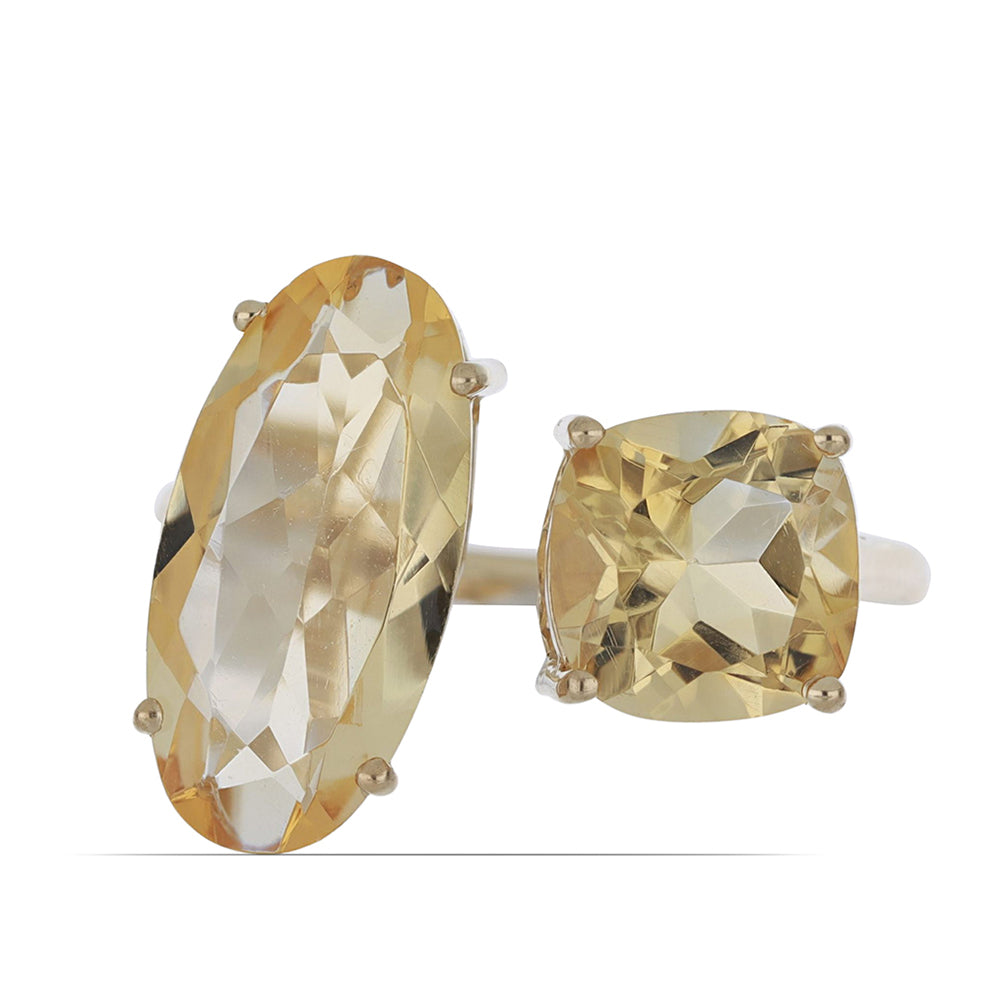 Goldplattierter Silberring mit Zitrin aus dem Ural