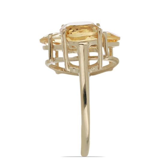 Goldplattierter Silberring mit Zitrin aus dem Ural