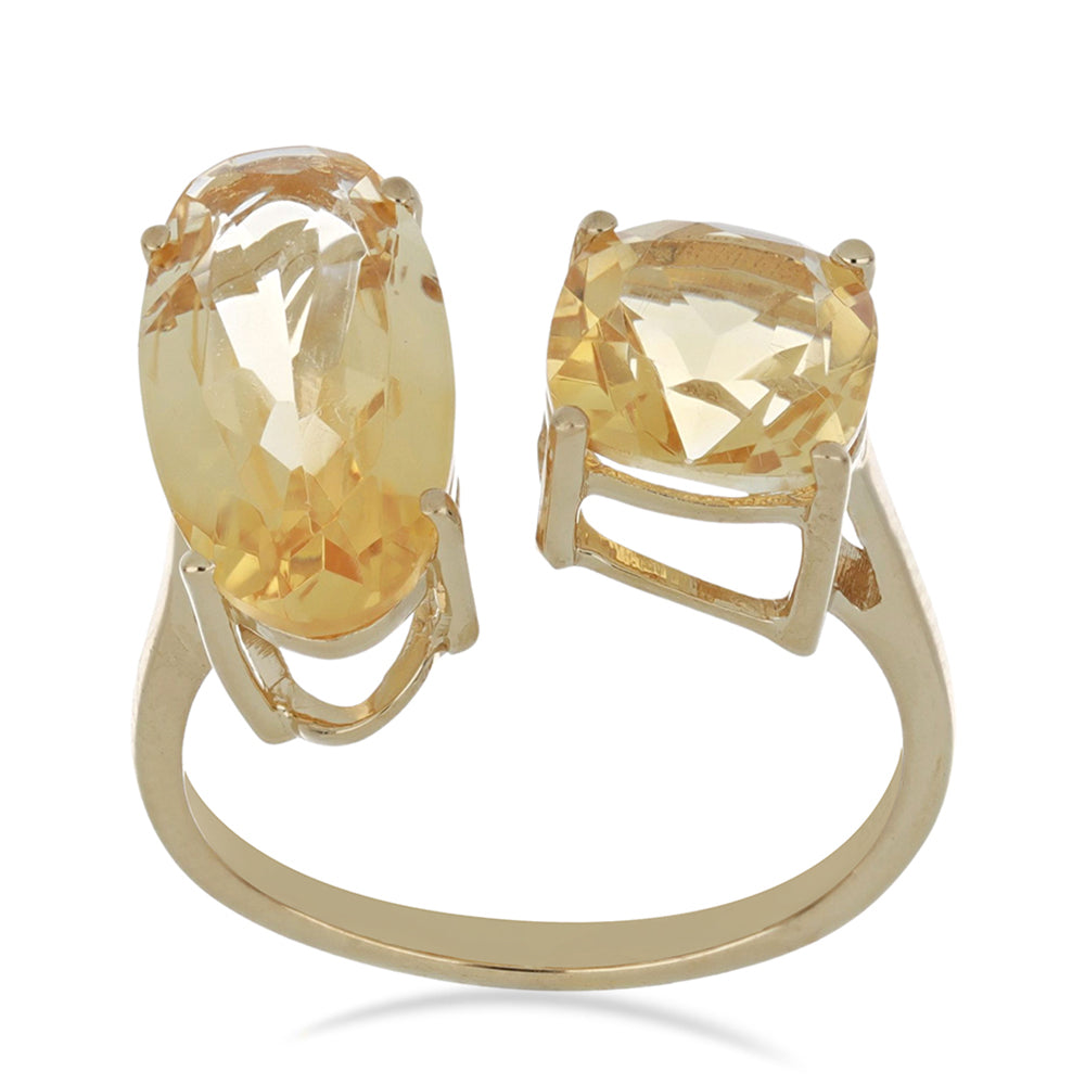 Goldplattierter Silberring mit Zitrin aus dem Ural