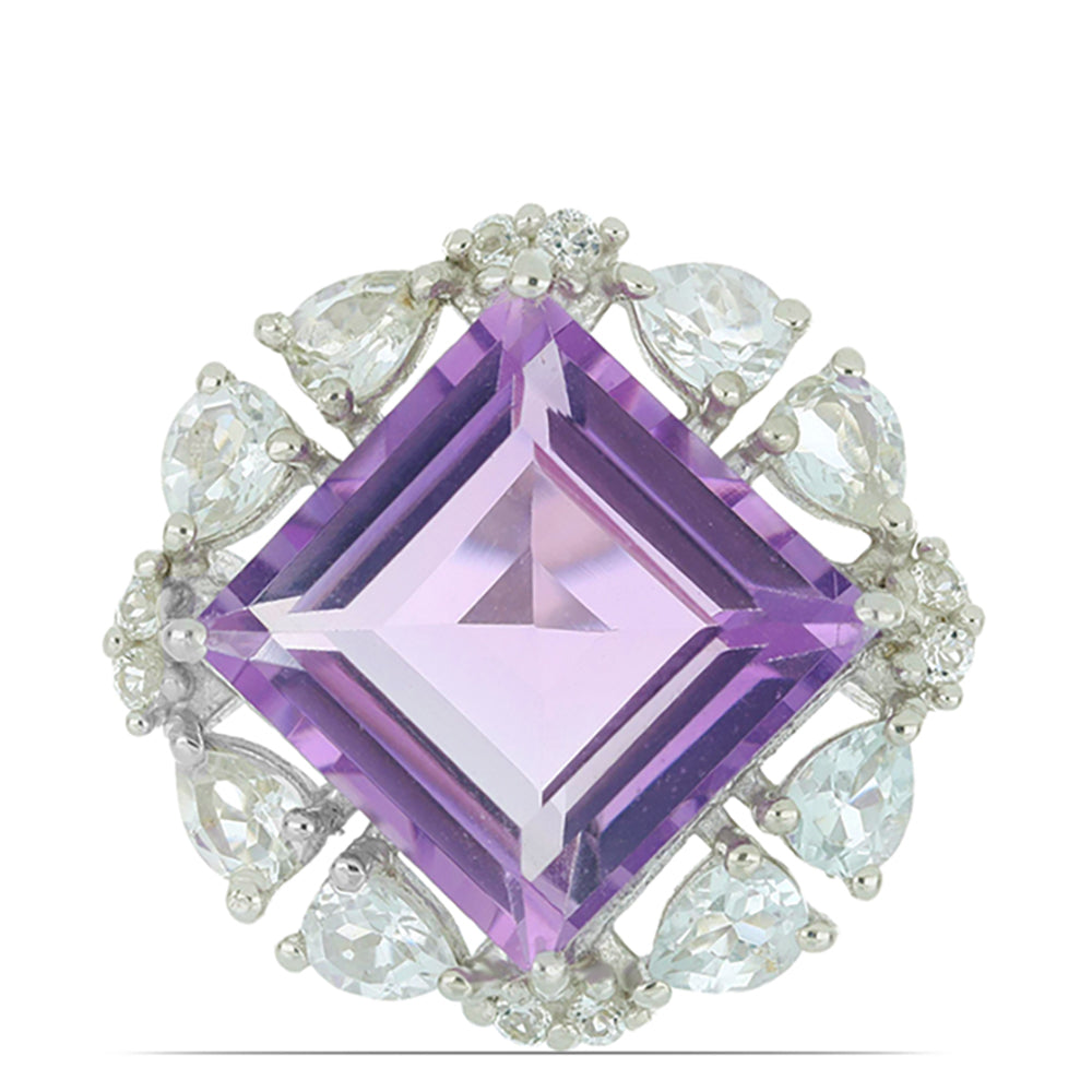 Silberring mit Rose De France Amethyst und weißem Topas 1 