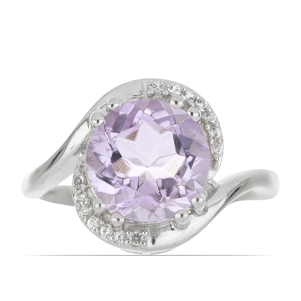 Silberring mit Rose De France Amethyst und weißem Topas 1 
