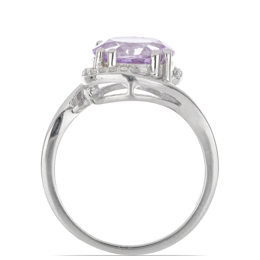 Silberring mit Rose De France Amethyst und weißem Topas