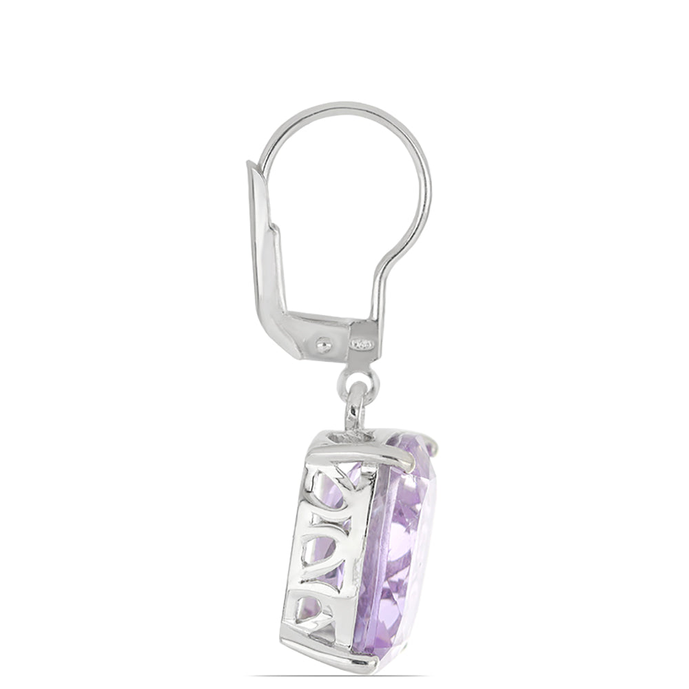 Silberohrringe mit Rose De France Amethyst 2 