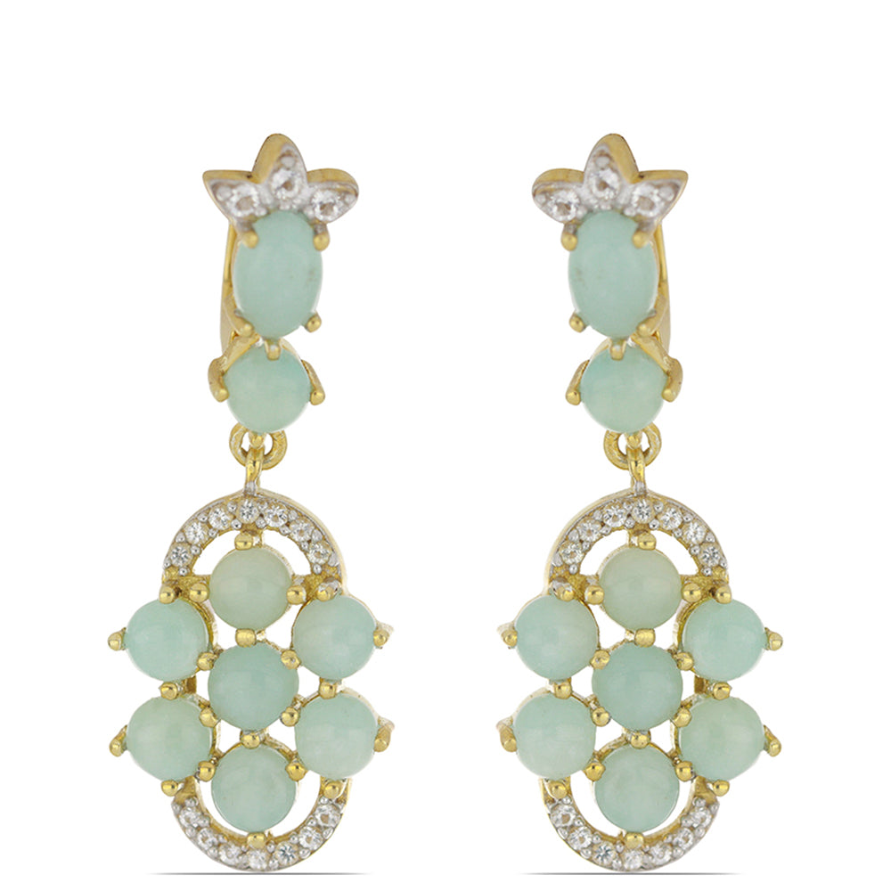 Goldplattierte Silberohrringe mit weißem Topas 1 