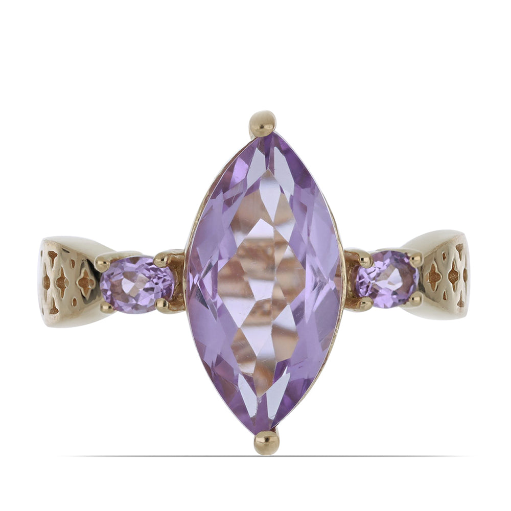Goldplattierter Silberring mit Rose De France Amethyst 1 