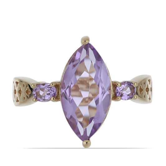 Goldplattierter Silberring mit Rose De France Amethyst