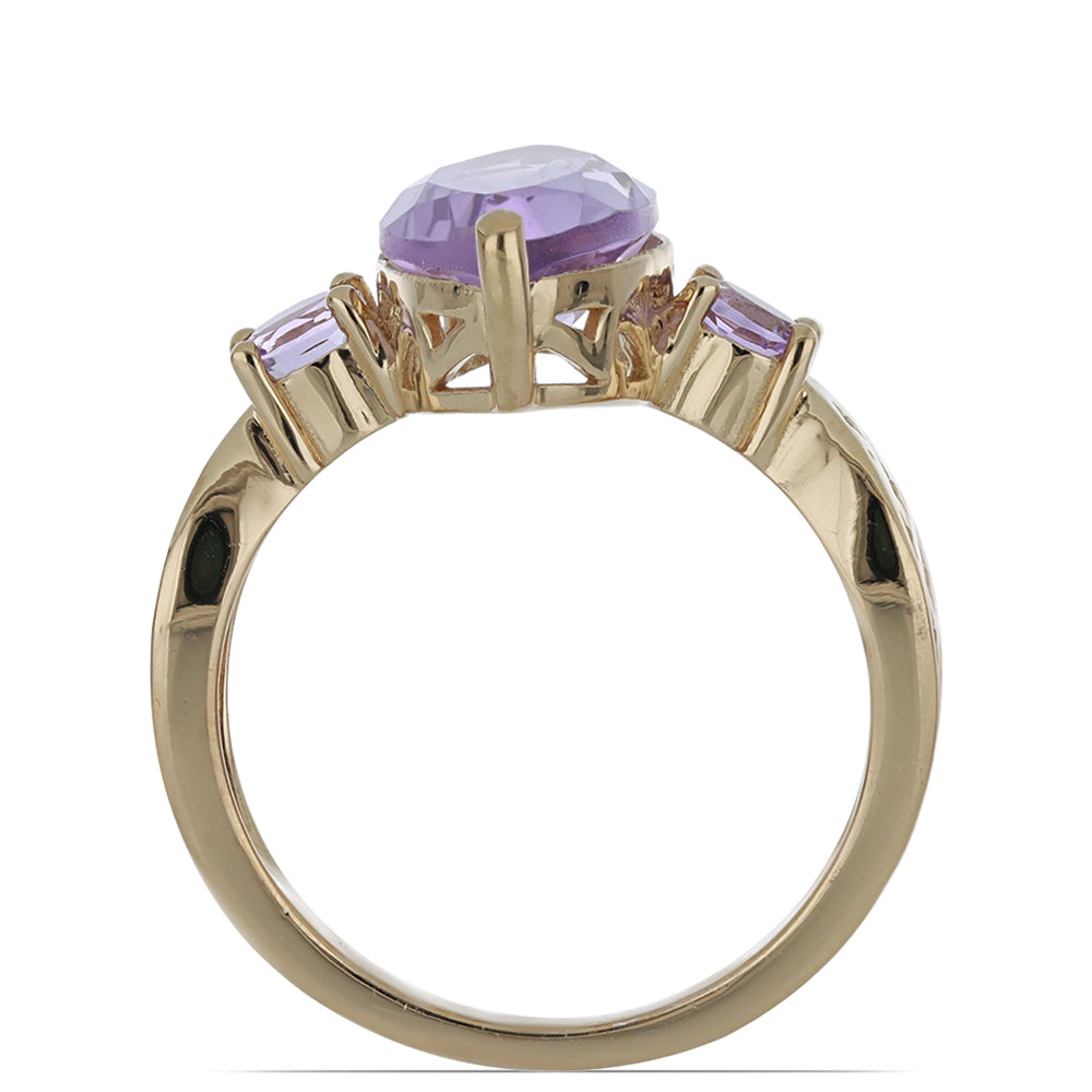 Goldplattierter Silberring mit Rose De France Amethyst 3 