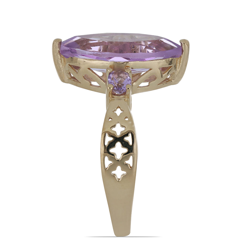 Goldplattierter Silberring mit Rose De France Amethyst