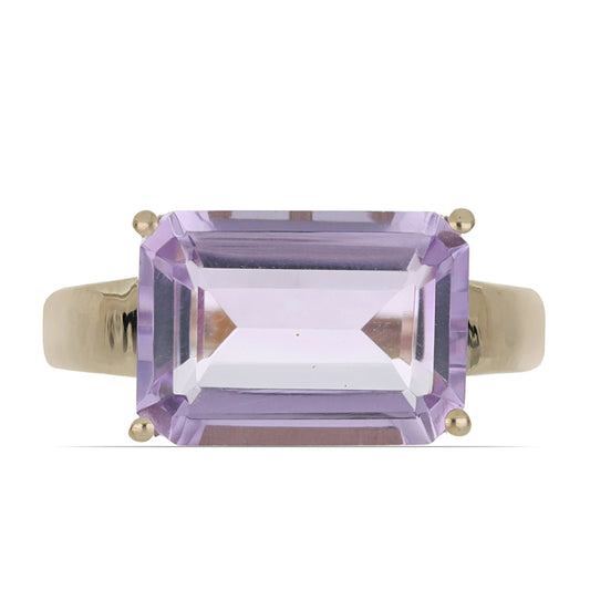 Goldplattierter Silberring mit Rose De France Amethyst