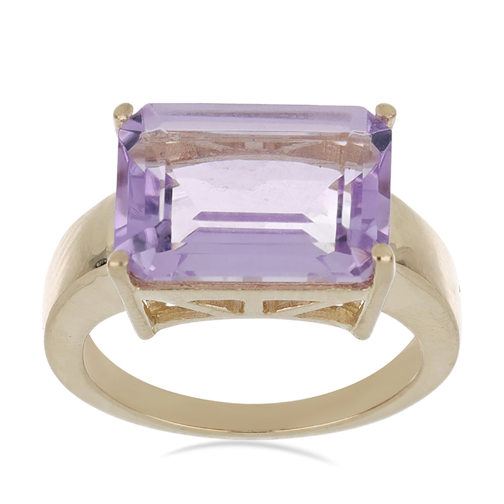 Goldplattierter Silberring mit Rose De France Amethyst