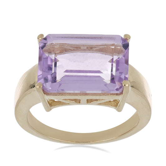 Goldplattierter Silberring mit Rose De France Amethyst