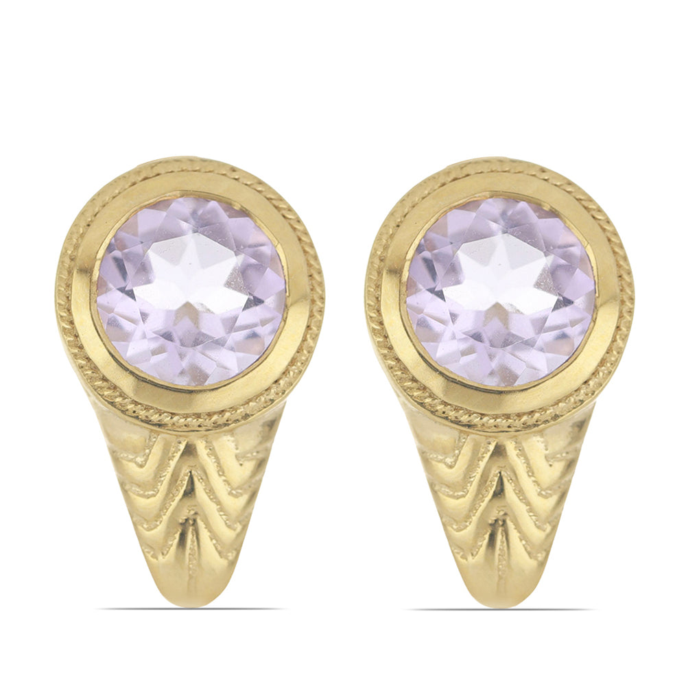 Goldplattierte Silberohrringe mit Rose De France Amethyst