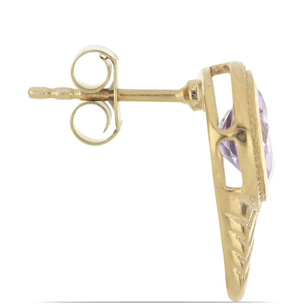 Goldplattierte Silberohrringe mit Rose De France Amethyst