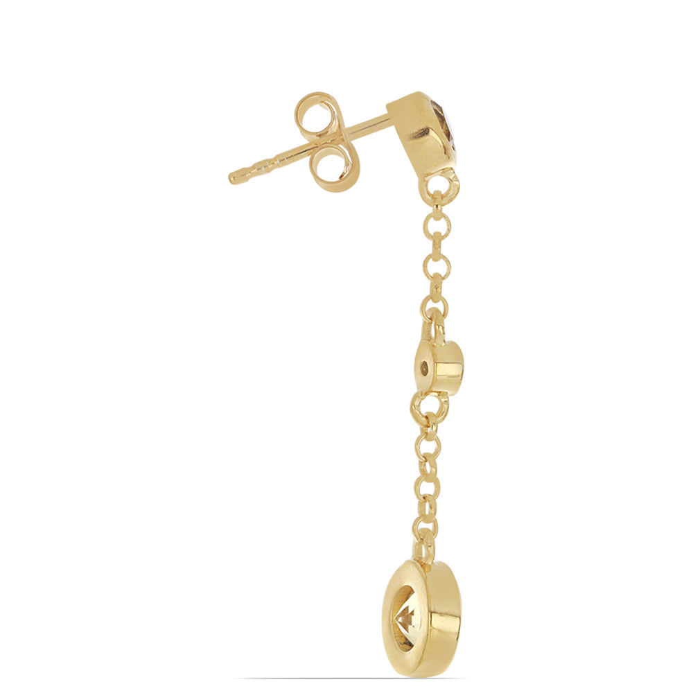 Goldplattierte Silberohrringe mit Zitrin aus dem Ural und weißem Topas