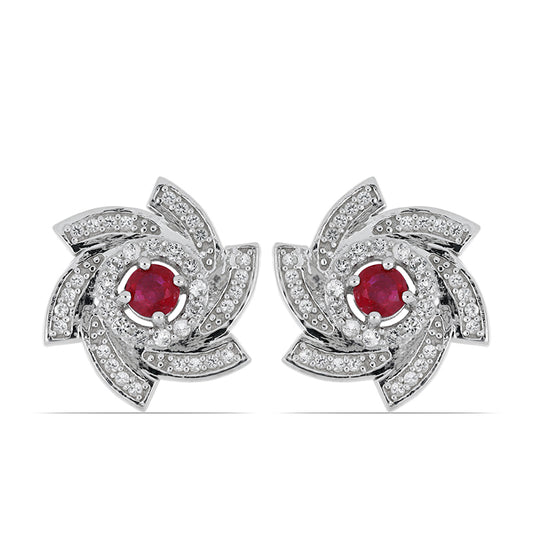 Silberohrringe mit Rubin aus Madagaskar und weißem Topas