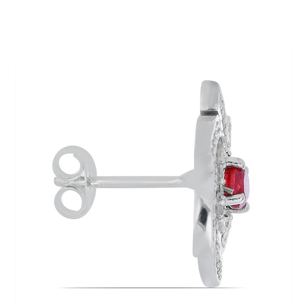 Silberohrringe mit Rubin aus Madagaskar und weißem Topas 2 