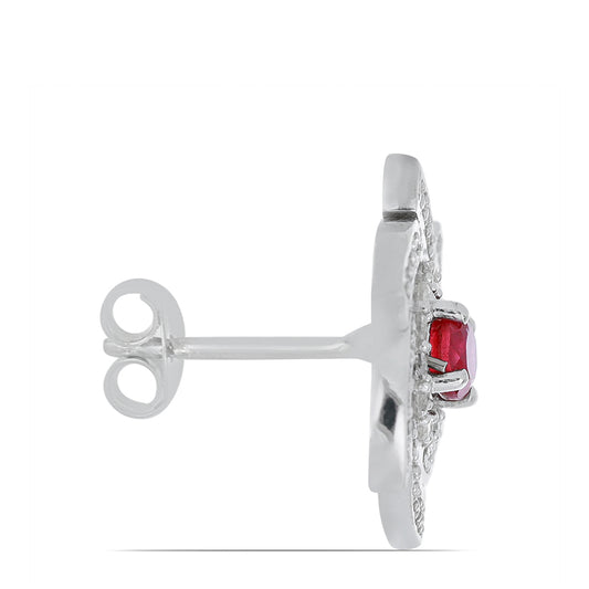 Silberohrringe mit Rubin aus Madagaskar und weißem Topas