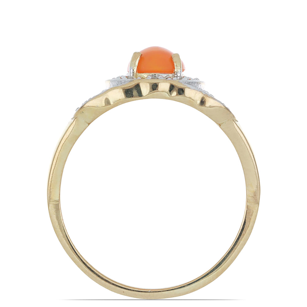 Goldplattierter Silberring mit orangefarbenem Opal aus Lega Dembi und weißem Topas 3 