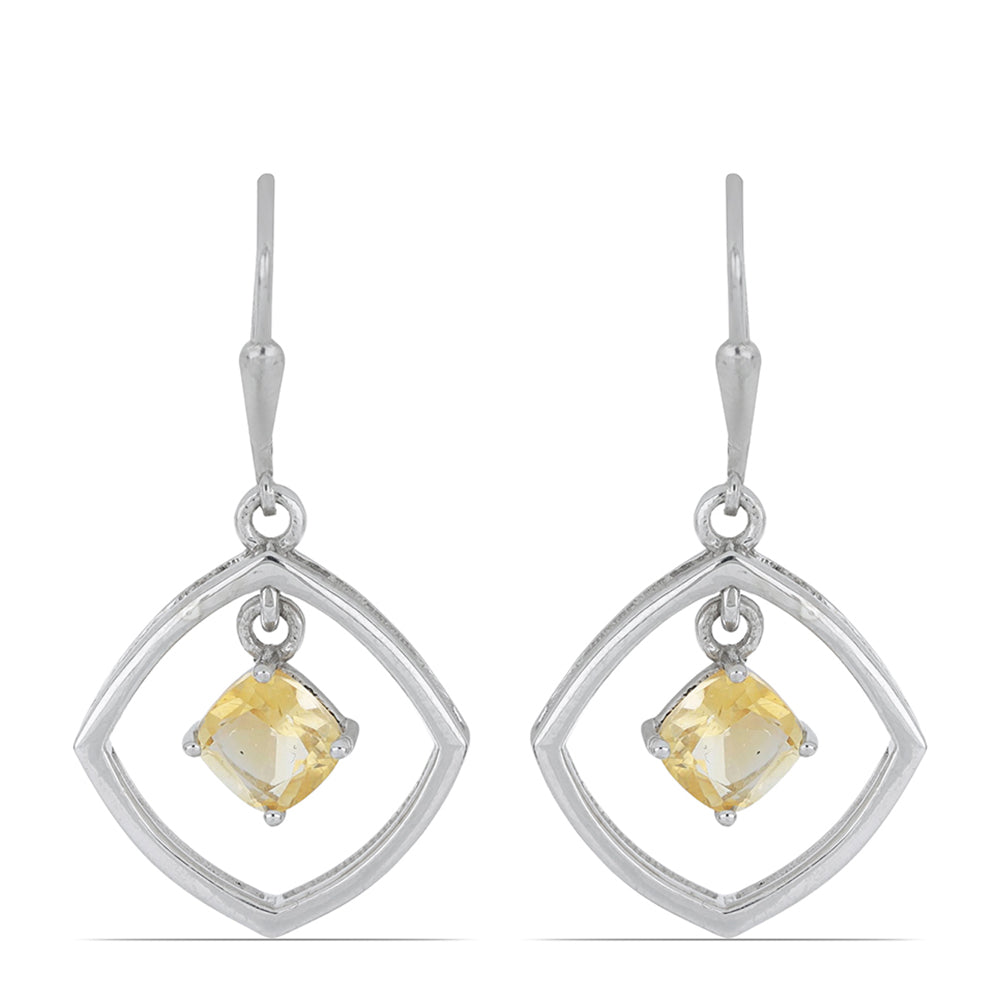 Silberohrringe mit Zitrin aus dem Ural