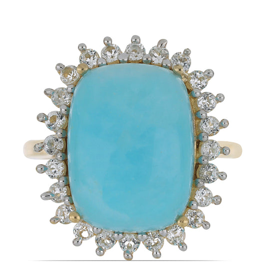 Goldplattierter Silberring mit weißem Topas