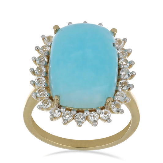 Goldplattierter Silberring mit weißem Topas