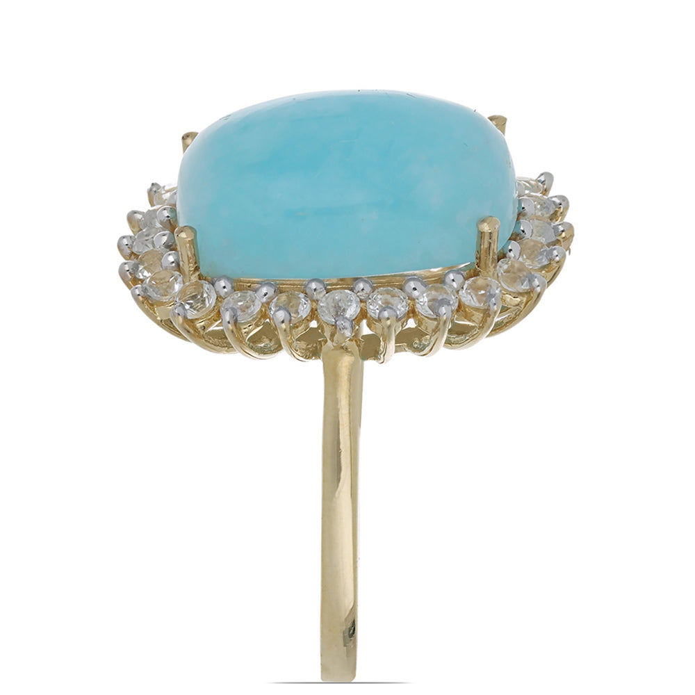 Goldplattierter Silberring mit weißem Topas