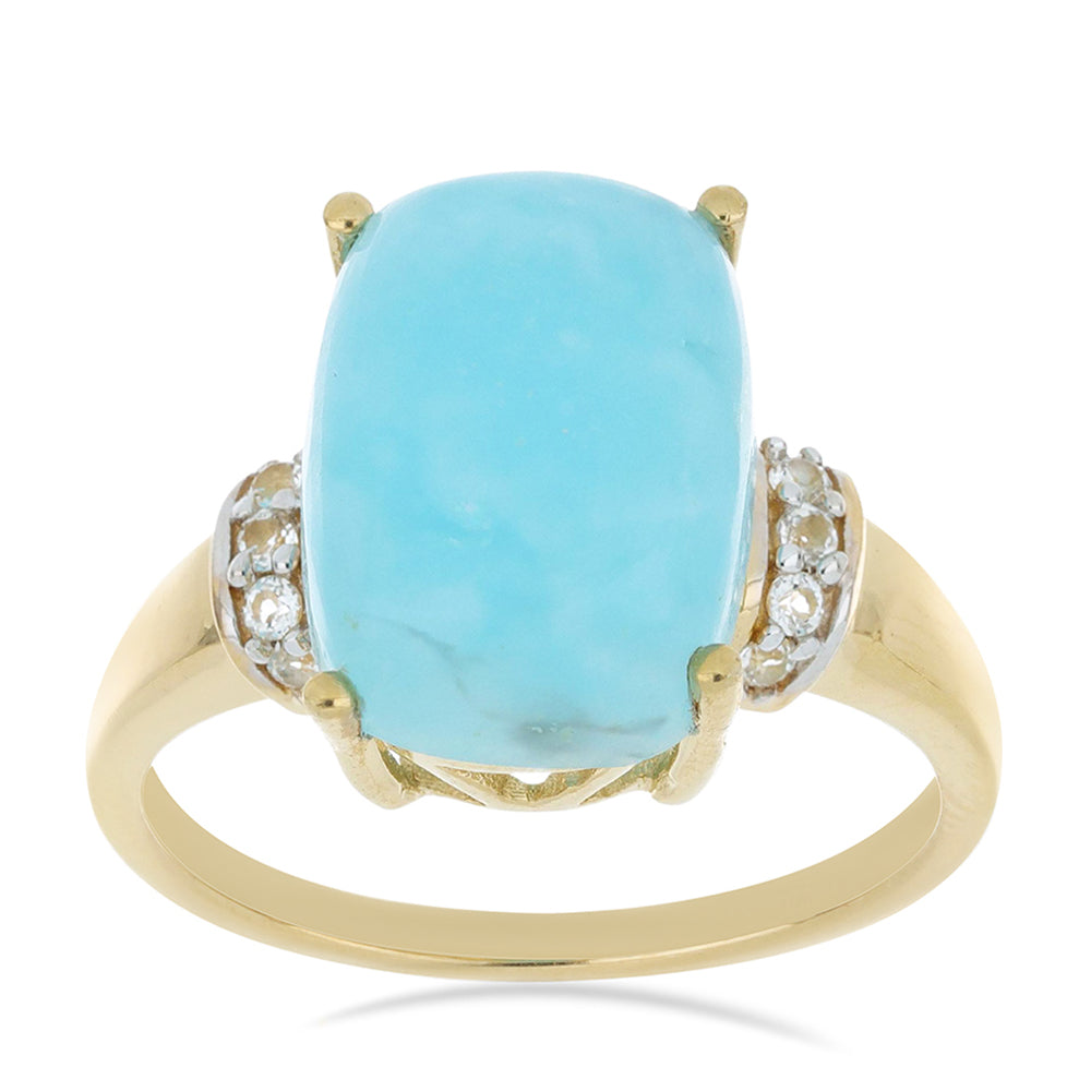 Goldplattierter Silberring mit weißem Topas