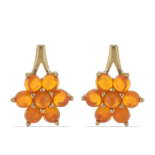 Goldplattierte Silberohrringe mit orangefarbenem Opal aus Lega Dembi