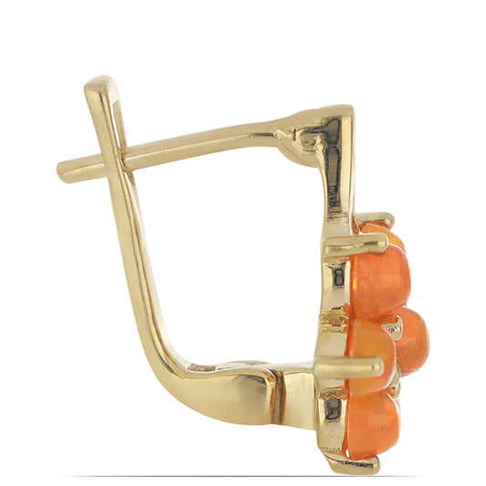 Goldplattierte Silberohrringe mit orangefarbenem Opal aus Lega Dembi