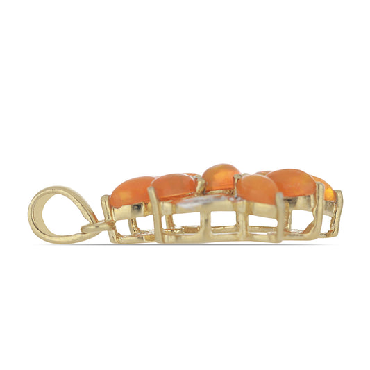 Goldplattierter Silberanhänger mit orangefarbenem Opal aus Lega Dembi und weißem Topas