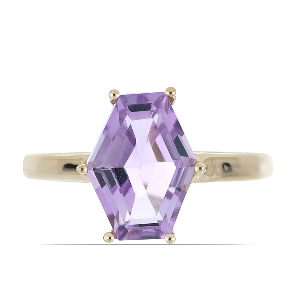 Goldplattierter Silberring mit Rose De France Amethyst 1 