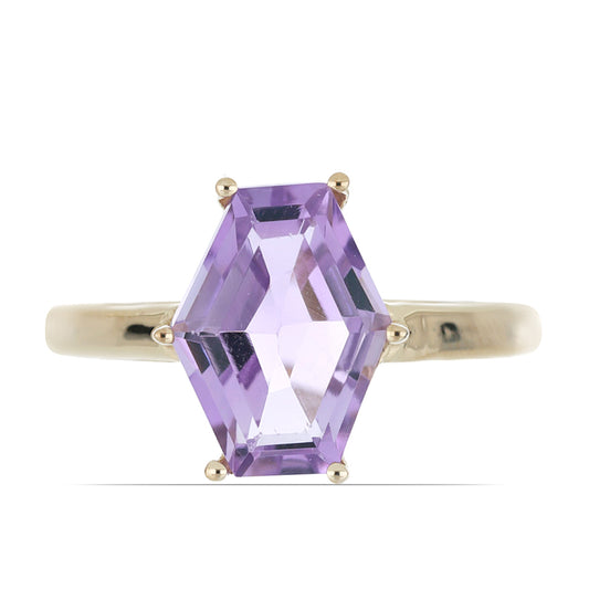Goldplattierter Silberring mit Rose De France Amethyst