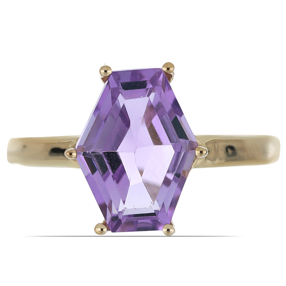 Goldplattierter Silberring mit Rose De France Amethyst 5 
