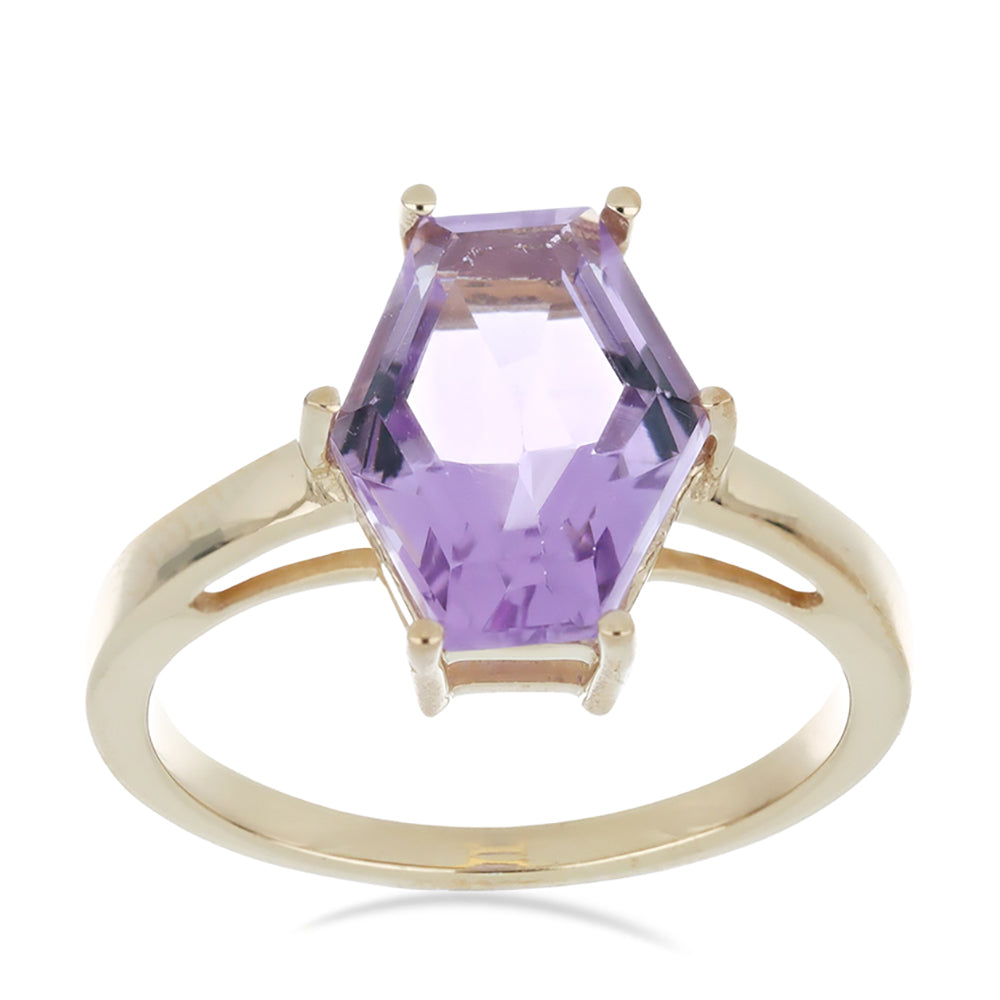Goldplattierter Silberring mit Rose De France Amethyst 2 