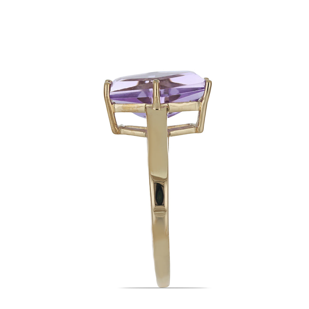 Goldplattierter Silberring mit Rose De France Amethyst