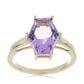 Goldplattierter Silberring mit Rose De France Amethyst