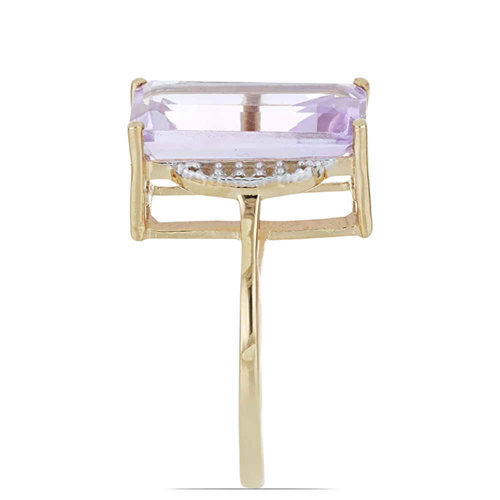 Goldplattierter Silberring mit Rose De France Amethyst