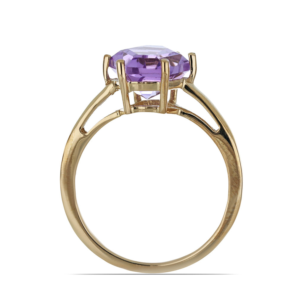 Goldplattierter Silberring mit Rose De France Amethyst 8 