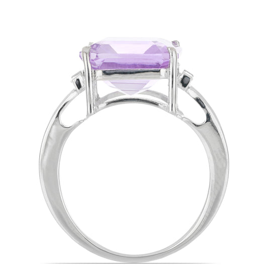 Silberring mit Rose De France Amethyst und weißem Zirkon