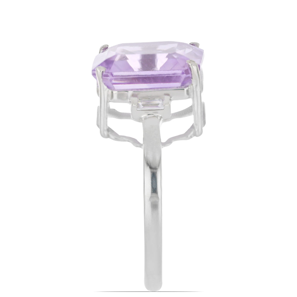 Silberring mit Rose De France Amethyst und weißem Zirkon 4 