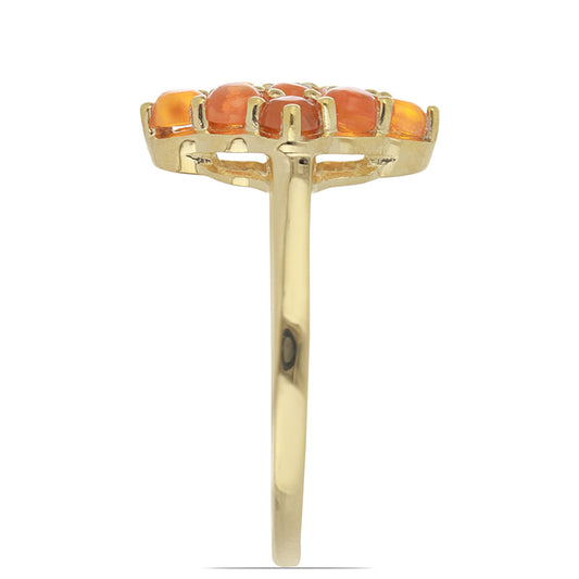 Goldplattierter Silberring mit orangefarbenem Opal aus Lega Dembi