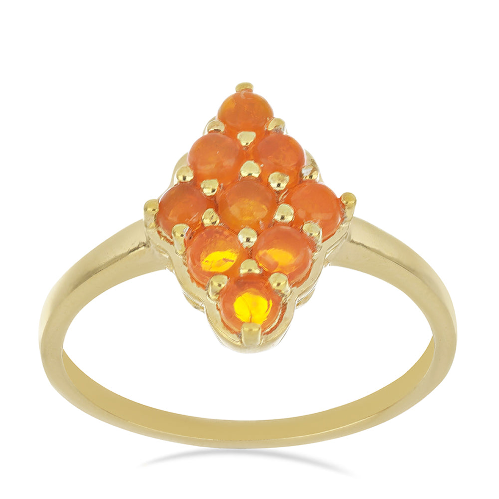 Goldplattierter Silberring mit orangefarbenem Opal aus Lega Dembi 3 